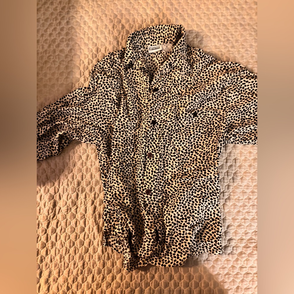 Vintage Leopard Print Button Down Shirt